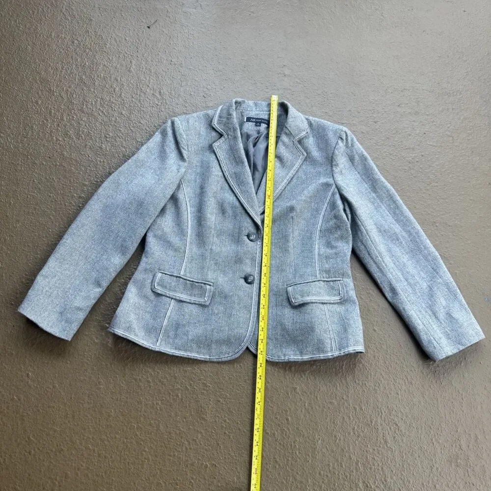 Anne Klein Women's Sz 16 Gray Cotton Wool Rayon Jacket Office Siren Business